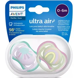 PHILIPS AVENT Ultra Air 0-6m Πιπίλα Σιλικόνης Ήλιος / Ουράνιο Τόξο 2τμχ