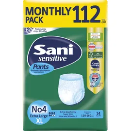 Ελαστικό εσώρουχο ακράτειας Sani Sensitive Pants Monthly Pack Extra Large No4 112τμχ (8*14)