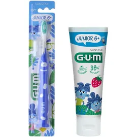 GUM Promo με Οδοντόβουρτσα Junior 6+ σε Μπλε Χρώμα 1τμχ & Οδοντόκρεμα με Γεύση Φράουλα 50ml