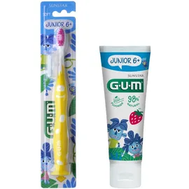 GUM Promo με Οδοντόβουρτσα Junior 6+ σε Κίτρινο Χρώμα 1τμχ & Οδοντόκρεμα με Γεύση Φράουλα 50ml