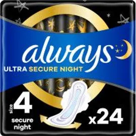 Always Ultra Secure Night Σερβιέτες No4 Με Φτερά 24τεμ.