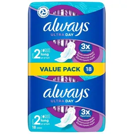 Always Ultra Day με Φτερά Μέγεθος 2, 18 σερβιέτες
