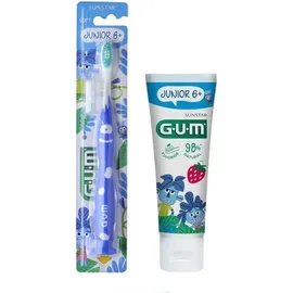GUM Σετ Toothpaste Junior 6+, Οδοντόκρεμα για Παιδιά - 50ml & Junior 6+ Soft Toothbrush, Μπλε Οδοντόβουρτσα για Παιδιά - 1τεμ