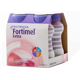 NUTRICIA Fortimel Extra, Υπερπρωτεϊνικό Υπερθερμιδικό Πόσιμο Σκεύασμα με Γεύση Φράουλα - 4x 200ml