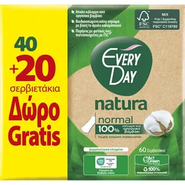 EVERYDAY All Cotton, Natura Normal, Σερβιετάκια Κανονικού Μεγέθους με Κάλυμμα Από Οργανικό Βαμβάκι - 60τεμ.