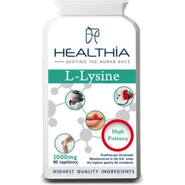 HEALTHIA L-Lysine 1000mg, Συμπλήρωμα Διατροφής με Αμινοξύ Λυσίνη - 90tabs