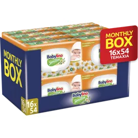 Μωρομάντηλα Babylino Chamomile Με Καπάκι Monthly Box 864τμχ (16*54τμχ)