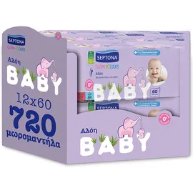 Septona Baby Calm n` Care Wipes Aloe Monthly Pack (12x60 τεμ) 720τεμ