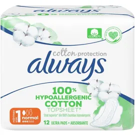 Always Cotton Protection Ultra Normal (Μέγεθος 1) Σερβιέτες Με Φτερά 12 τεμ