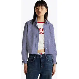 DW0DW19354-0A7 Tommy Hilfiger Tjw Crp Rlx Poplin Shirt Γυναικείο Πουκάμισο Crop Ριγέ Μπλε-Ασπρο