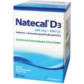 Natecal D3 - Calcium 600mg + Vitamin D3 400iu 60 Tablets