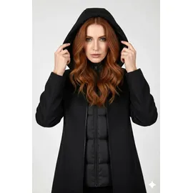 ACCP2935 nero Artigli Γυναικείο Παλτο Midi Με Καπιτονε Γιλεκο Μαυρο