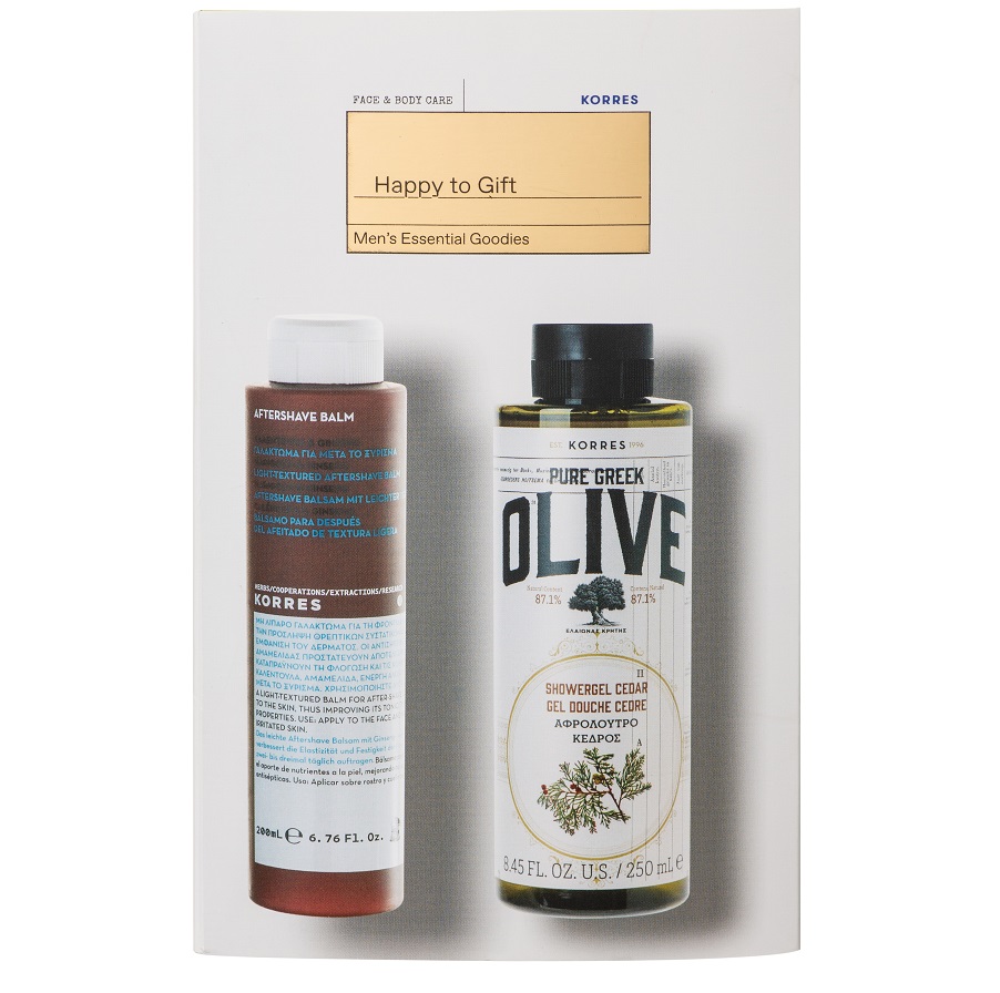KORRES Σετ Αφρόλουτρο Pure Greek Olive - 250ml & Γαλάκτωμα για μετά το  Ξύρισμα Calendula & Ginseng - 200ml - Fedra