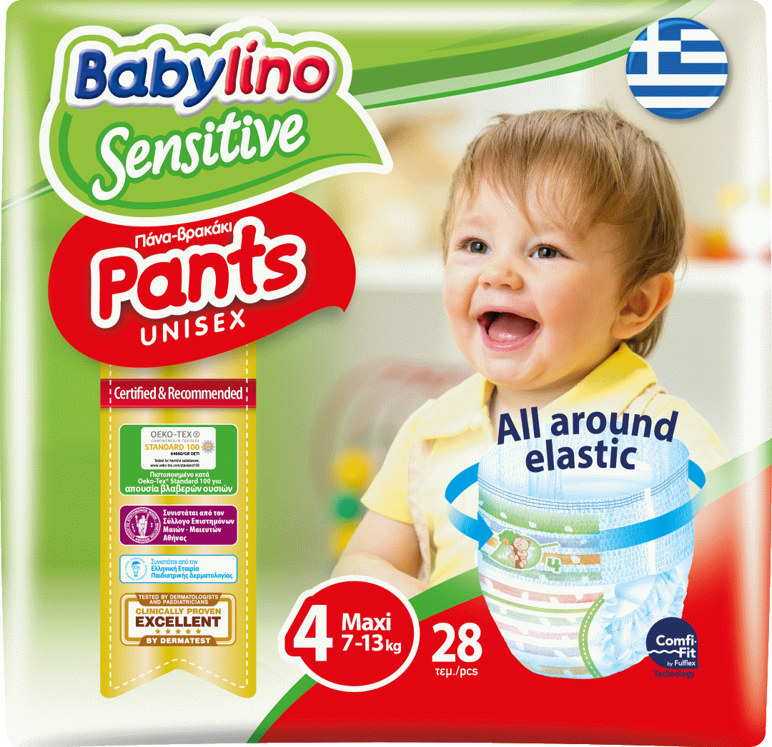 Babylino Sensitive Pants Unisex Monthly Pack No4 Maxi (7-13kg) 28 πάνες -  Fedra