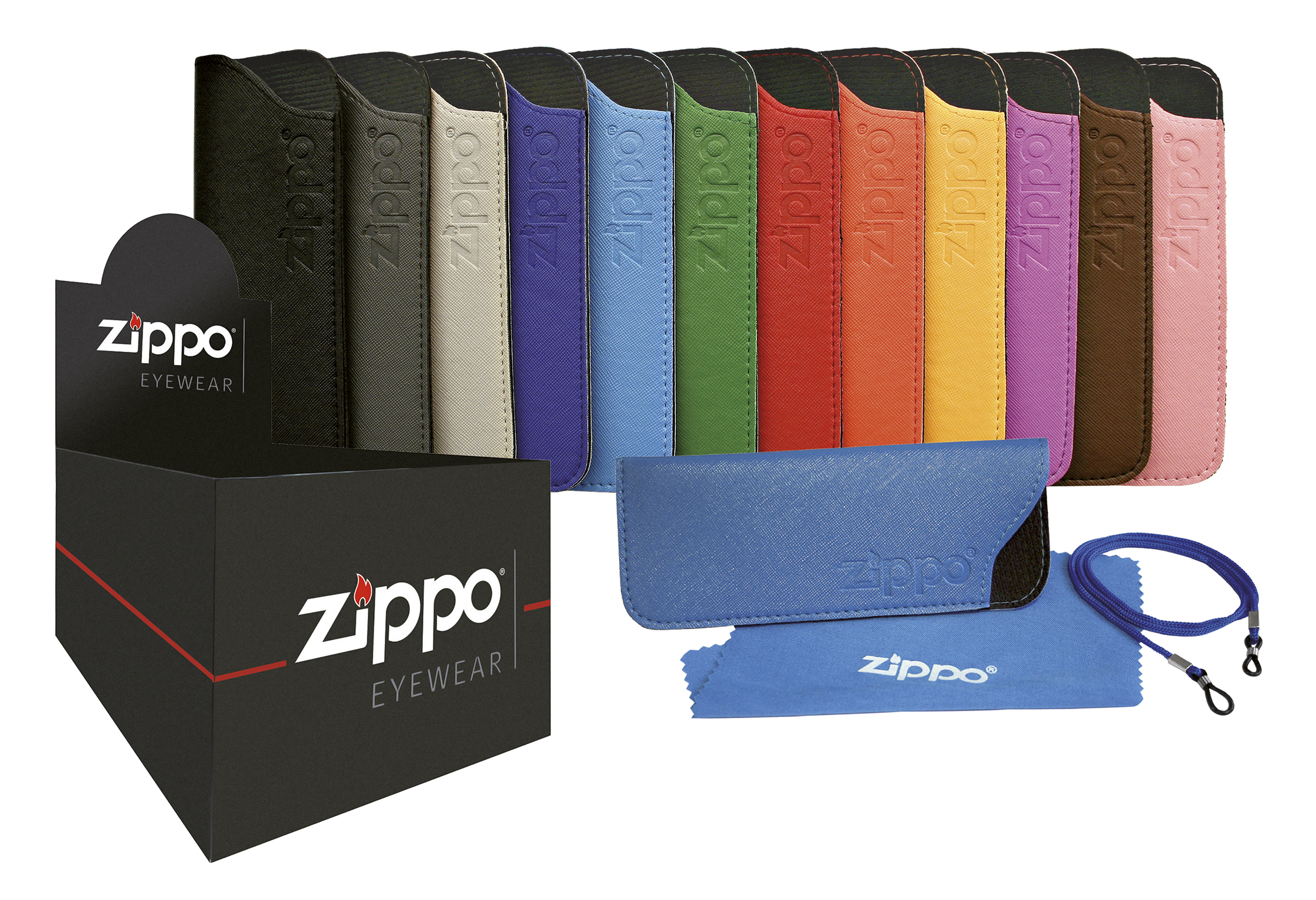 Zippo Θήκη γυαλιών πρεσβυωπίας με πανάκι και κορδόνι ,δερματίνη σε διάφορα  χρώματα (1 τεμαχιο) - Fedra