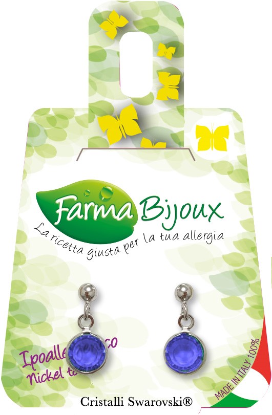 FARMA BIJOUX Σκουλαρίκια Υποαλλεργικά Κρεμαστό κόσμημα Subasio με κρύσταλλα  Swarovski®. Χρώμα κρυστάλλου Μπλέ, μήκος 1,5 εκ, code: BE P705C12 | Fedra