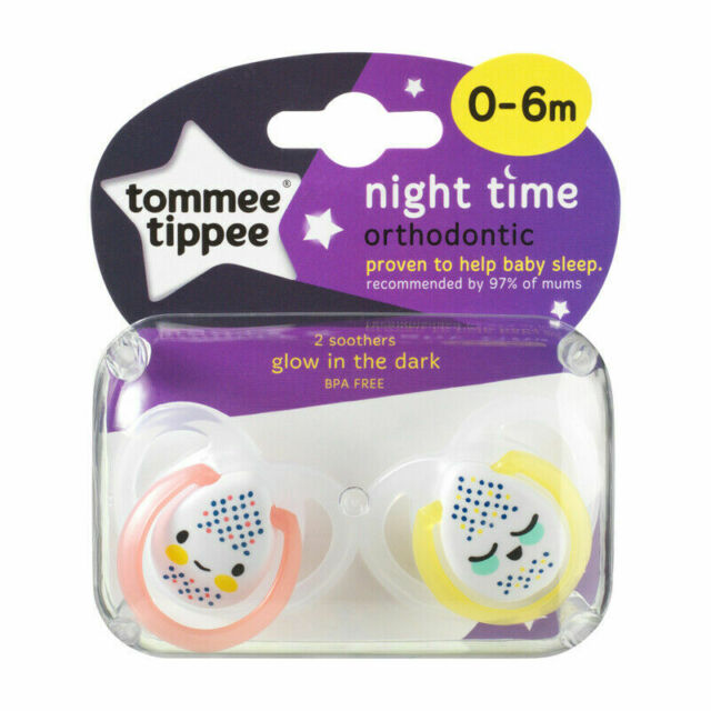 Tommee Tippee Night Time Πιπίλα Σιλικόνης Νύχτας 0-6 Μηνών Ροζ  2τεμ.Prod.Ref.43338040 | Fedra