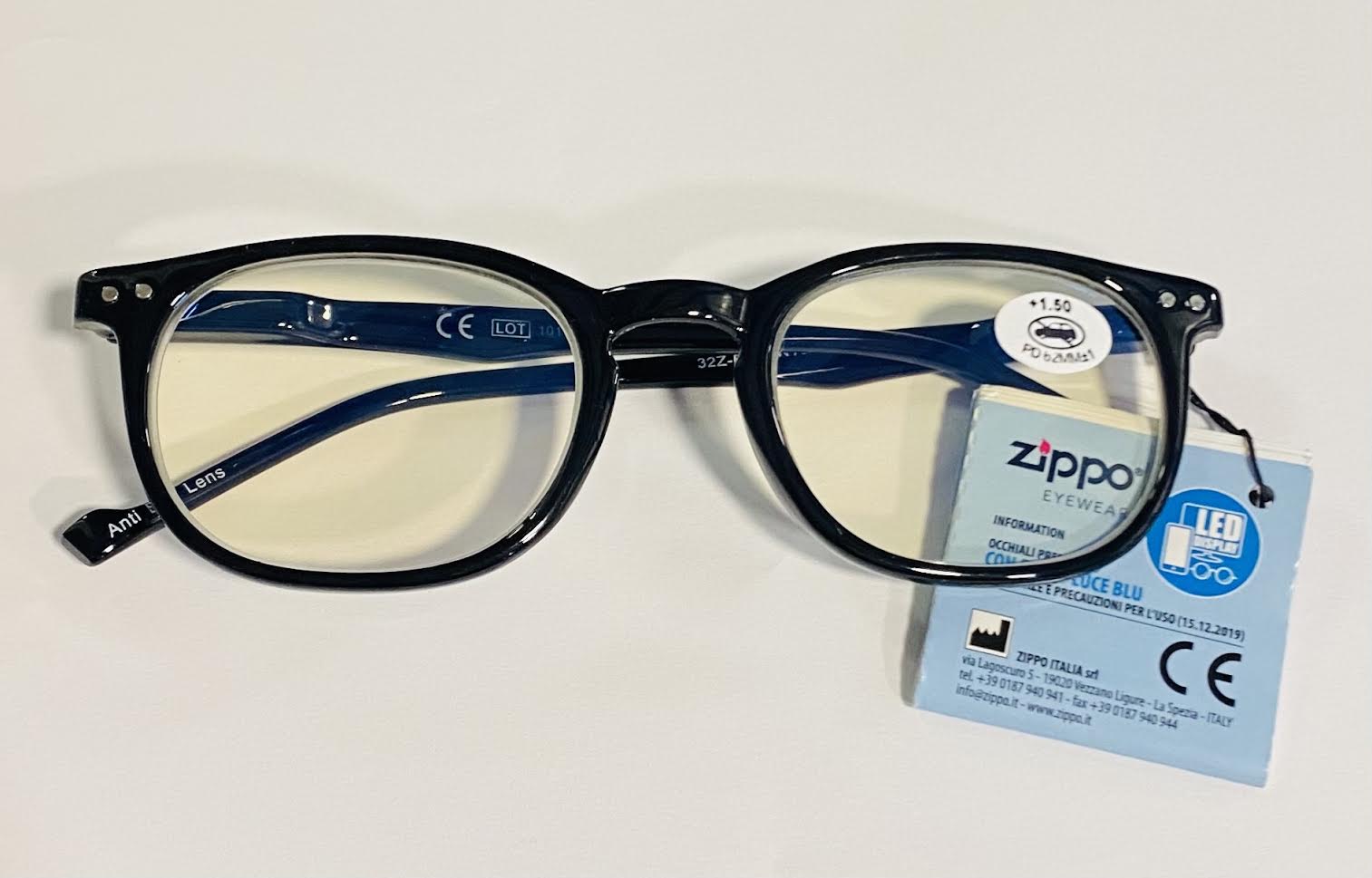 Zippo Γυαλιά Πρεσβυωπίας Με Φίλτρο Blue Light Κοκάλινα Χρώμα:Μαύρο  [32Z-B1-BLK150] +1.50 | Fedra